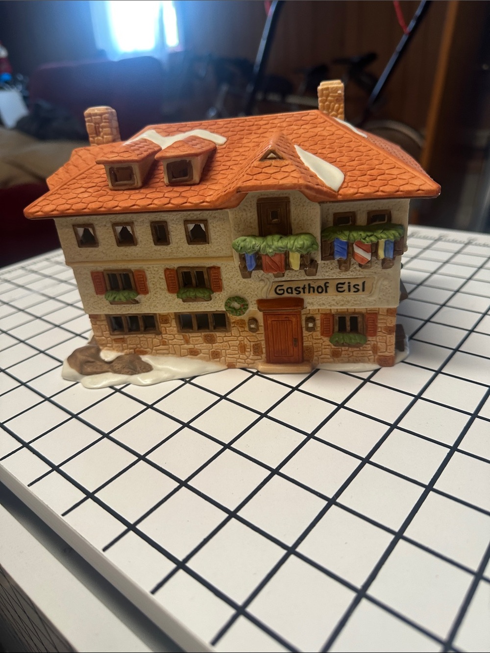 Dept 56 Gasthof Eisl Ceramic Alpine House Figurine - Orange Roof